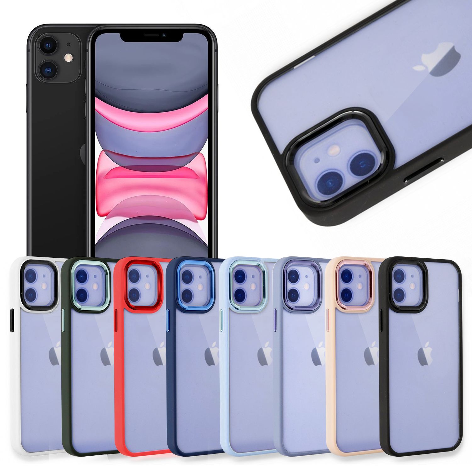 iPhone 11 Kılıf Luna Lens Kamera Çerçeveli Silikon Kapak