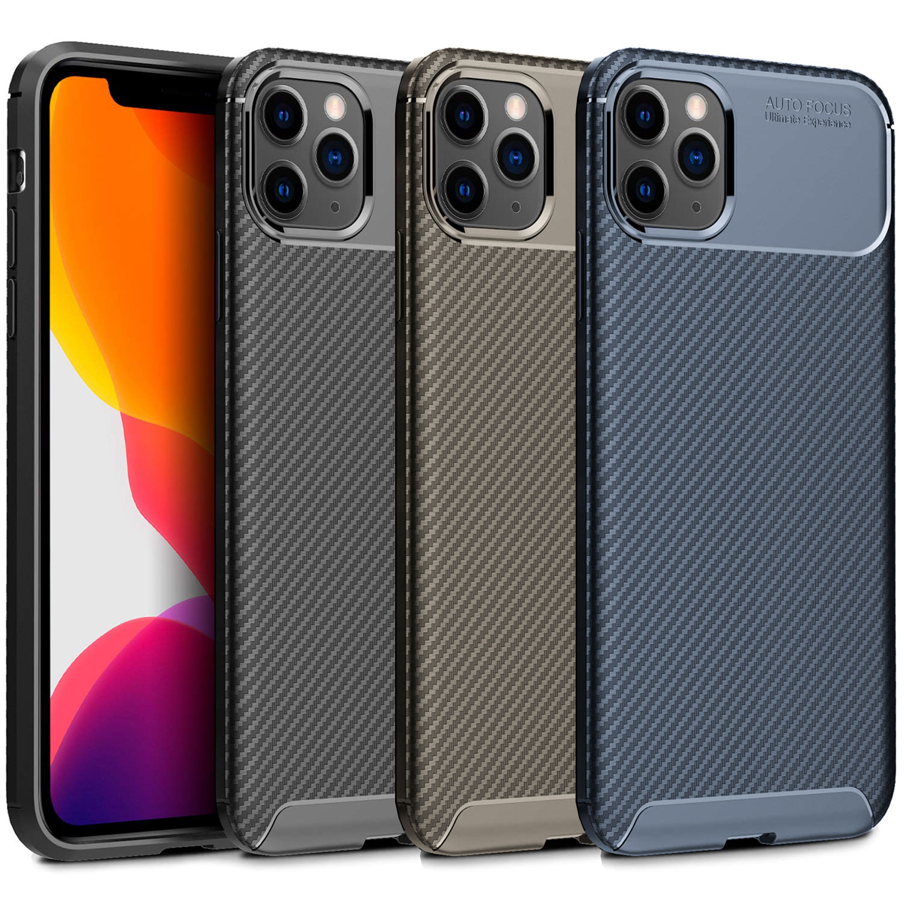 iPhone 11 Pro Max Kılıf Focus Carbon Desen Silikon Arka Kapak