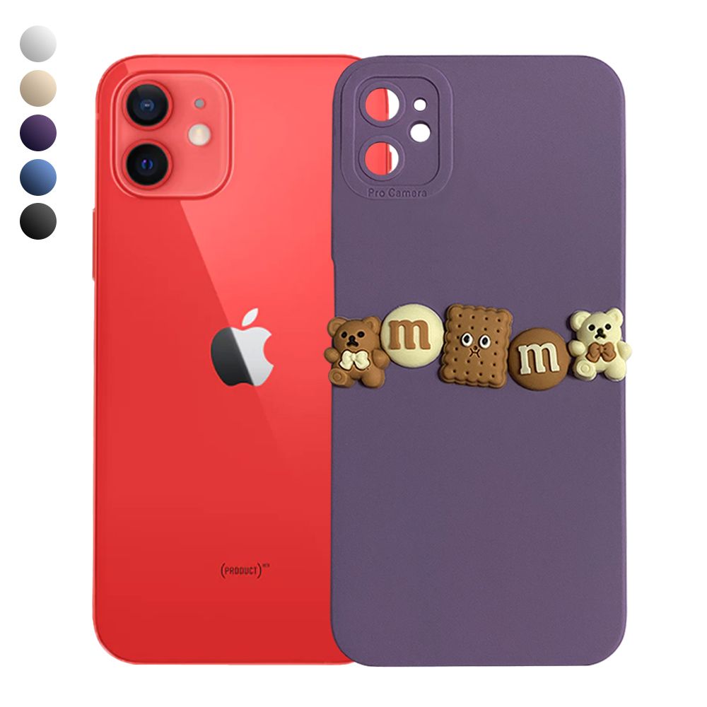 iPhone 12 Kılıf 3D M Bear Kamera Korumalı Silikon Kapak