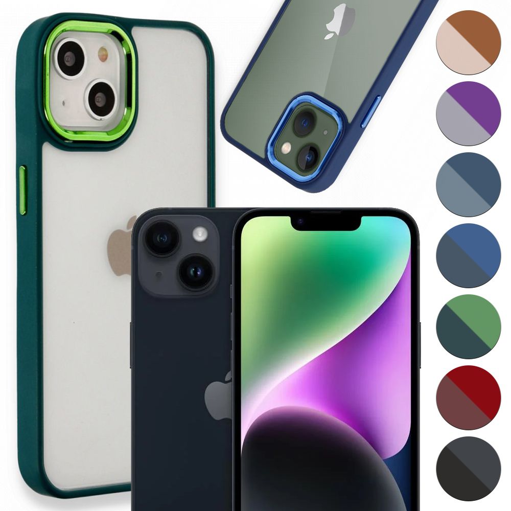 iPhone 14 Kılıf Luna Lens Kamera Çerçeveli Silikon Kapak