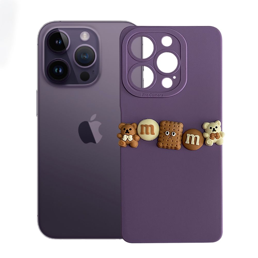 iPhone 14 Pro Max Kılıf 3D M Bear Kamera Korumalı Silikon Kapak