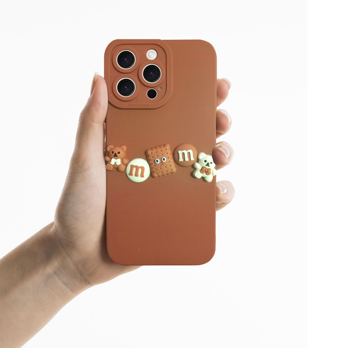 iPhone 15 Pro Kılıf 3D M Bear Kamera Korumalı Silikon Kapak