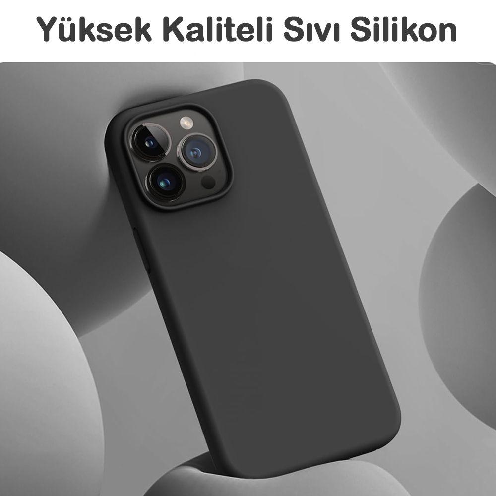 iPhone 15 Pro Kılıf Kamera Lensli Lansman Silikon Kapak