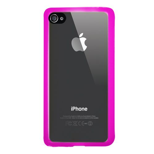 iPhone 4S Çerçeveli Soft Silikon Pembe