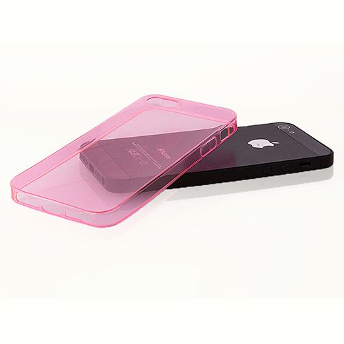 iPhone 5/5s Kılıf Soft Silikon Şeffaf-Pembe Arka Kapak