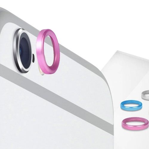 iPhone 6 / 6s Kamera Lens Koruyucu Cam Metal Kenarlı Pembe