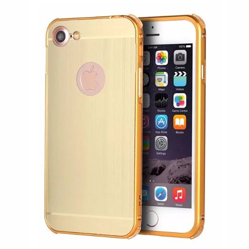 iPhone 6 Plus 0,7 mm Metal Bumper Arka Koruma Kapaklı Gold