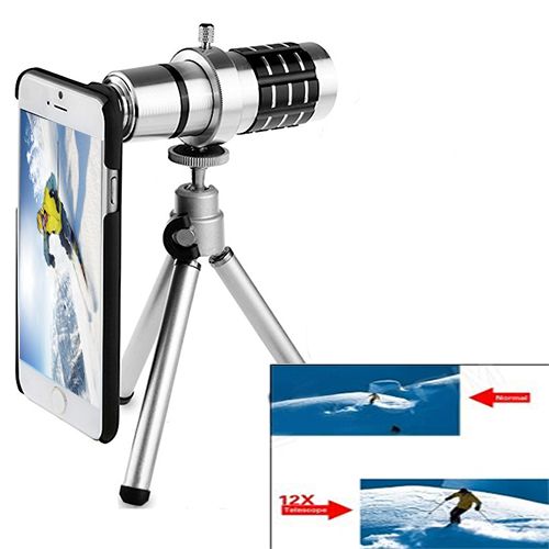 iPhone 6 Plus - 12X Kamera Zoom Lens + Tripod Kılıflı