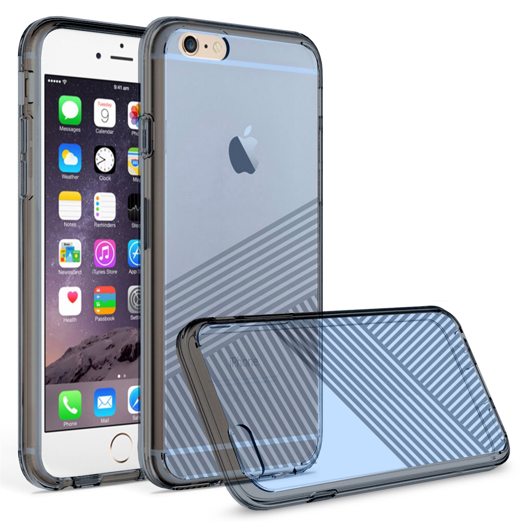 iPhone 6 Plus / 6s Plus PC Desenli Arka Kapak Gri