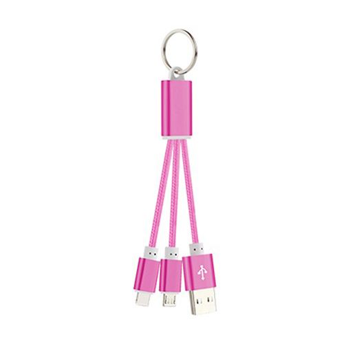 iPhone 6S-Micro USB 2 si 1 Arada Anahtarlık USB Kablo Pembe