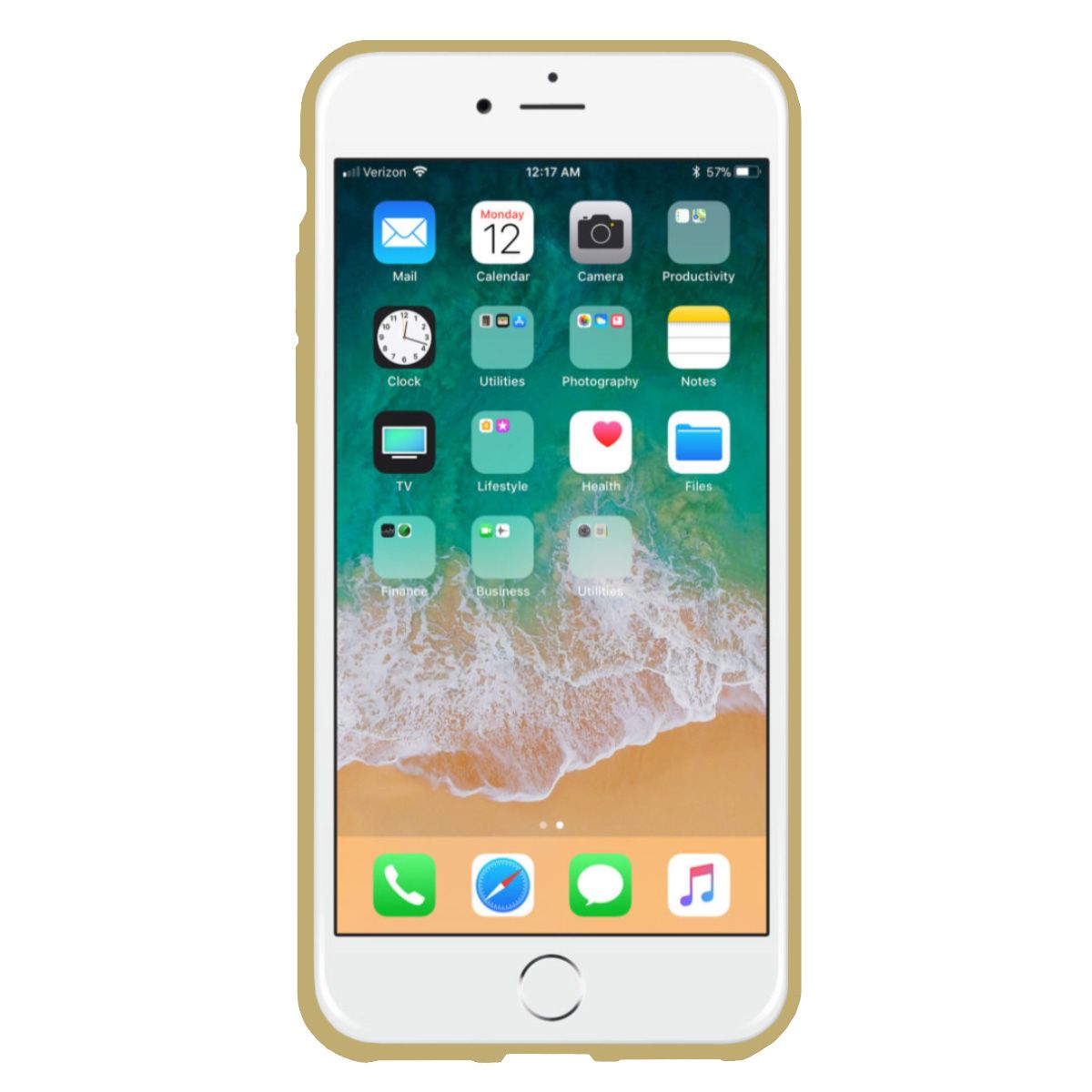 iPhone 7-8 Plus Fırça Desen Silikon Arka Kapak Gold