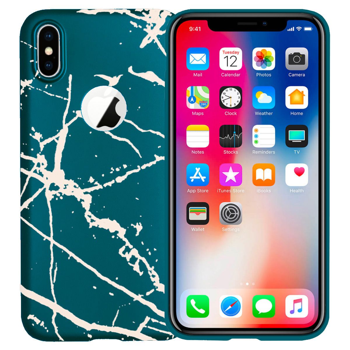 iPhone X/XS Fırça Desen Silikon Arka Kapak Mavi