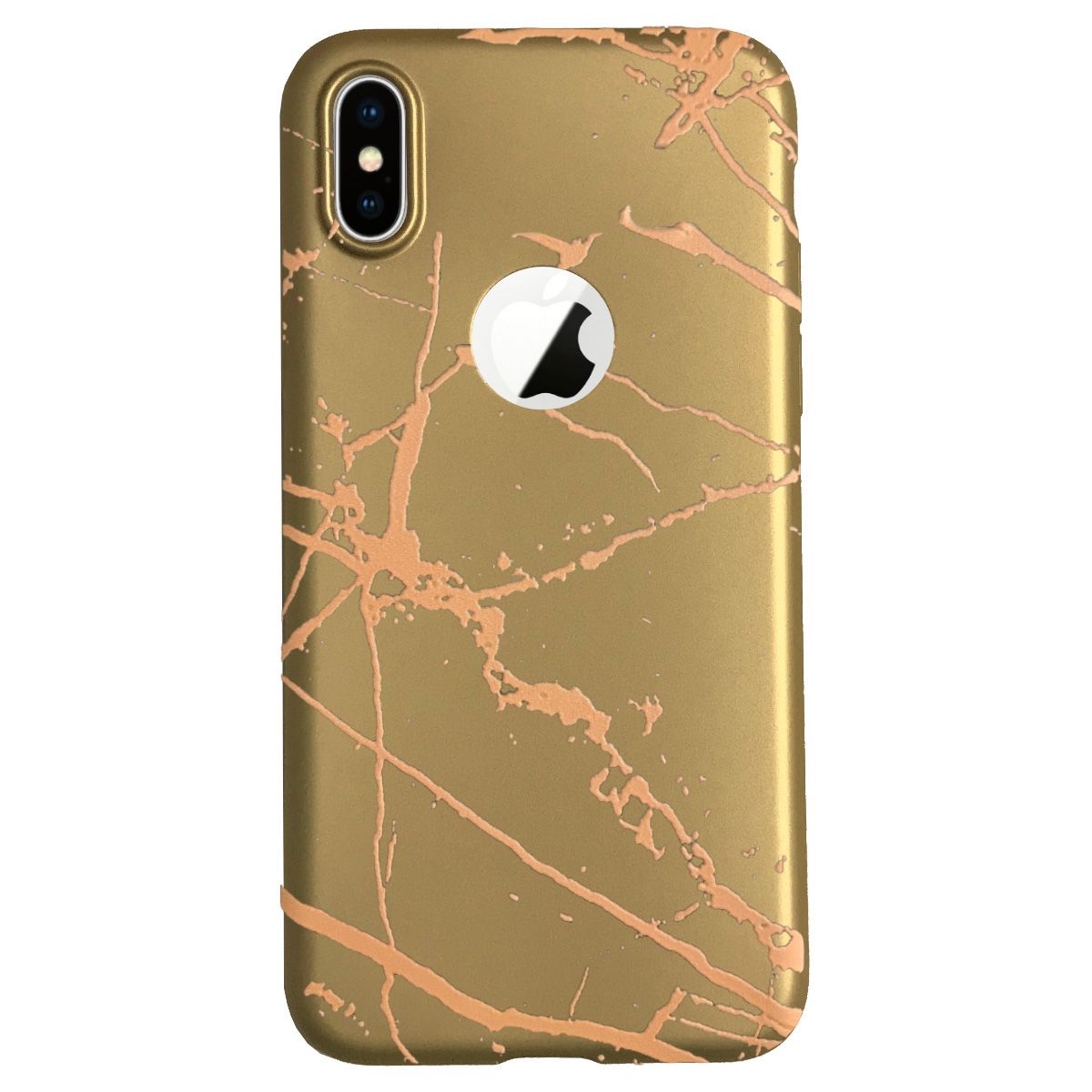 iPhone X/XS Fırça Desen Silikon Arka Kapak Gold