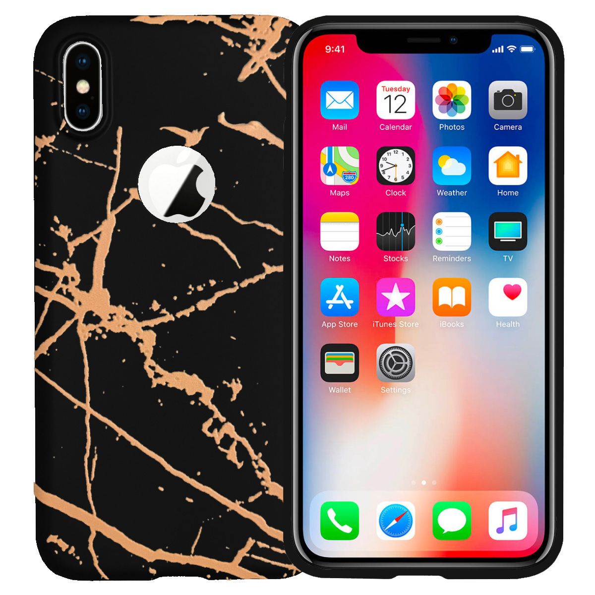 iPhone X/XS Fırça Desen Silikon Arka Kapak Siyah