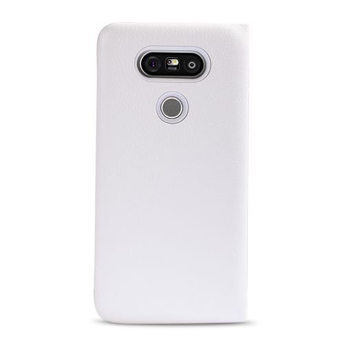 LG G5 H850 Yan Kapaklı Kartlıklı Kılıf Beyaz