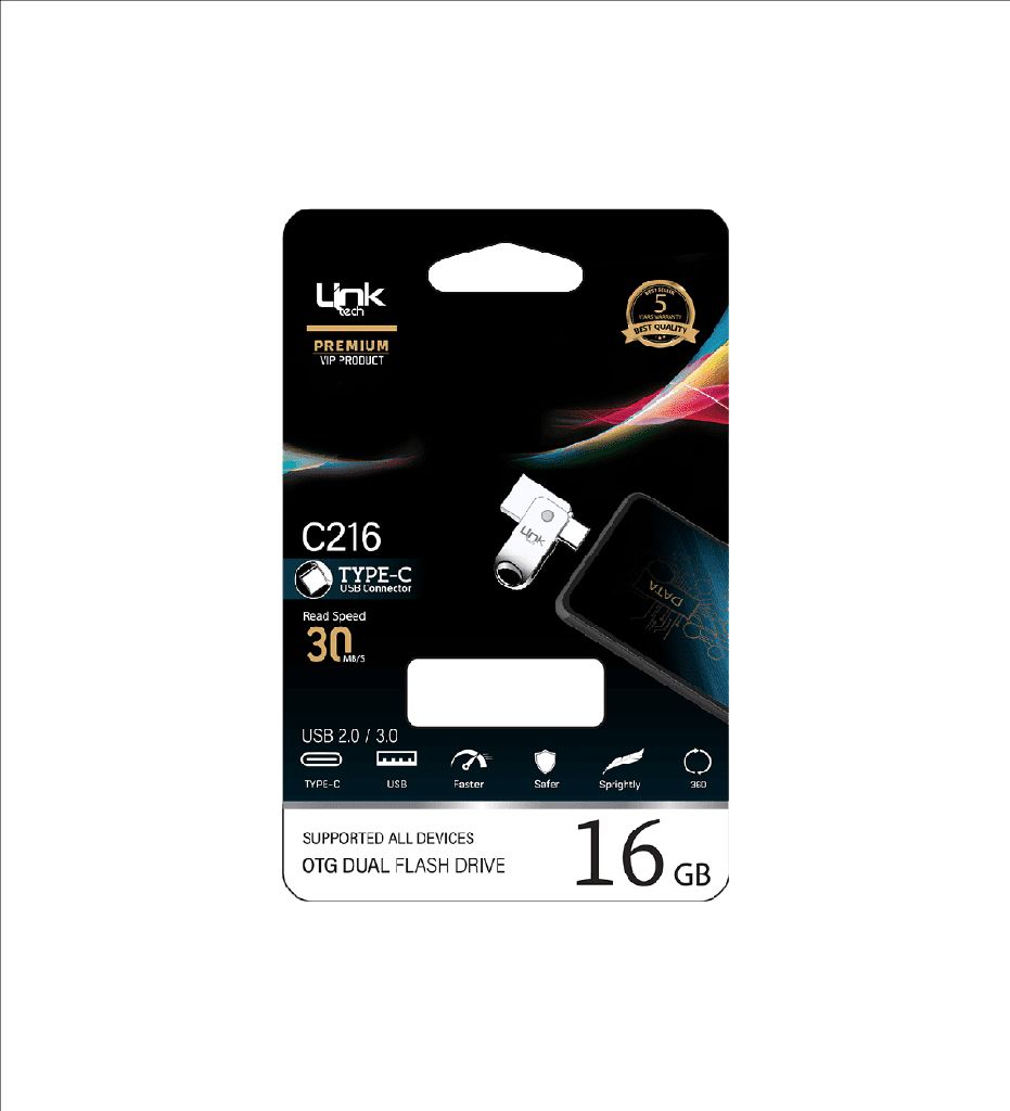 Linktech C216 Premium Dual 16GB Type-C OTG USB Bellek - USB Flash Drive