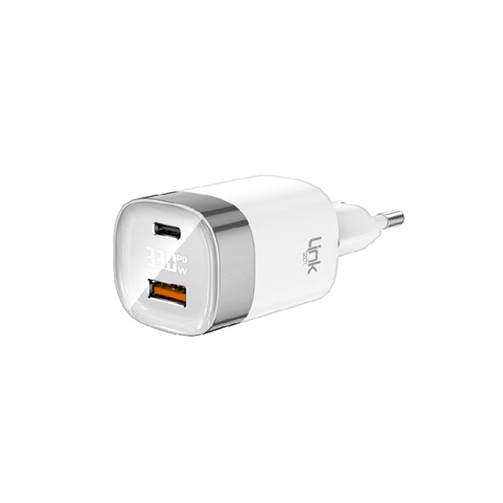 Linktech G827 Premium 33W Type-C USB-A Super SI Mini Şarj Adaptörü Beyaz