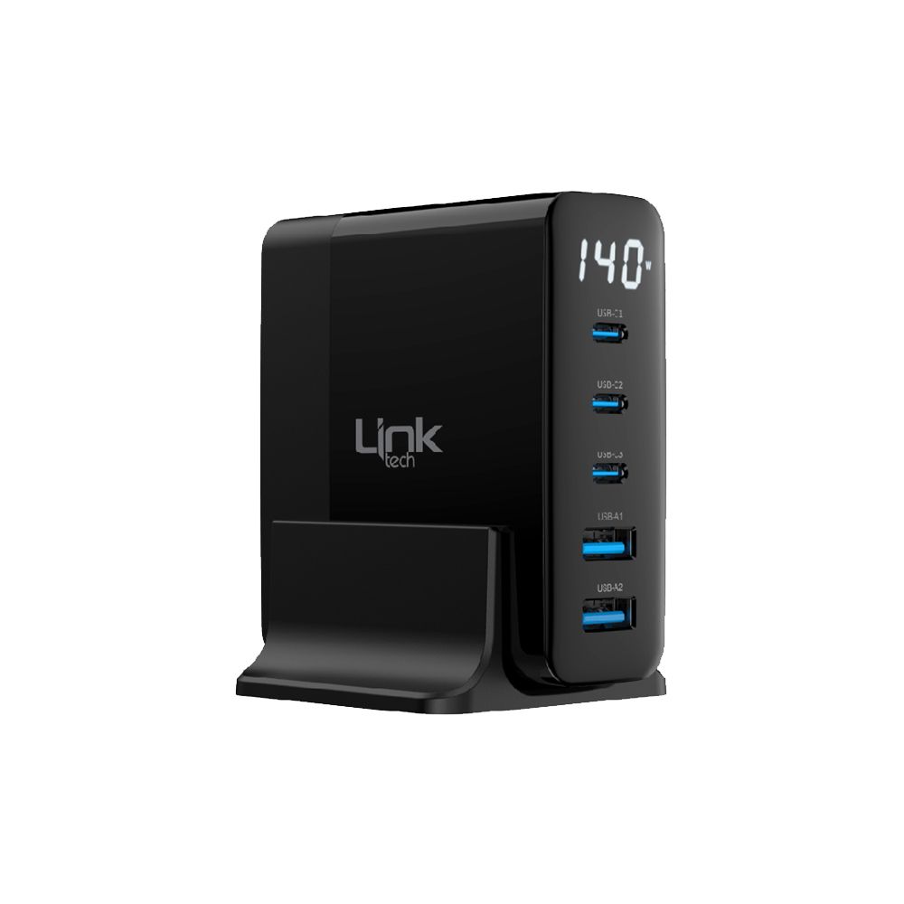 LinkTech G862 Premium 140W 3x PD+2 USB GaN Şarj Adaptörü Super SI