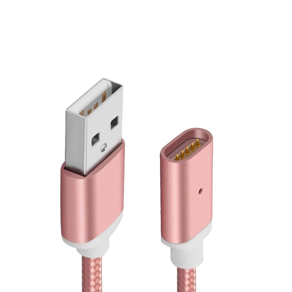 Manyetik Mıknatıslı iPhone Lightning Şarj Kablosu RoseGold Hasır-Örgü Ekstra Dayanıklı