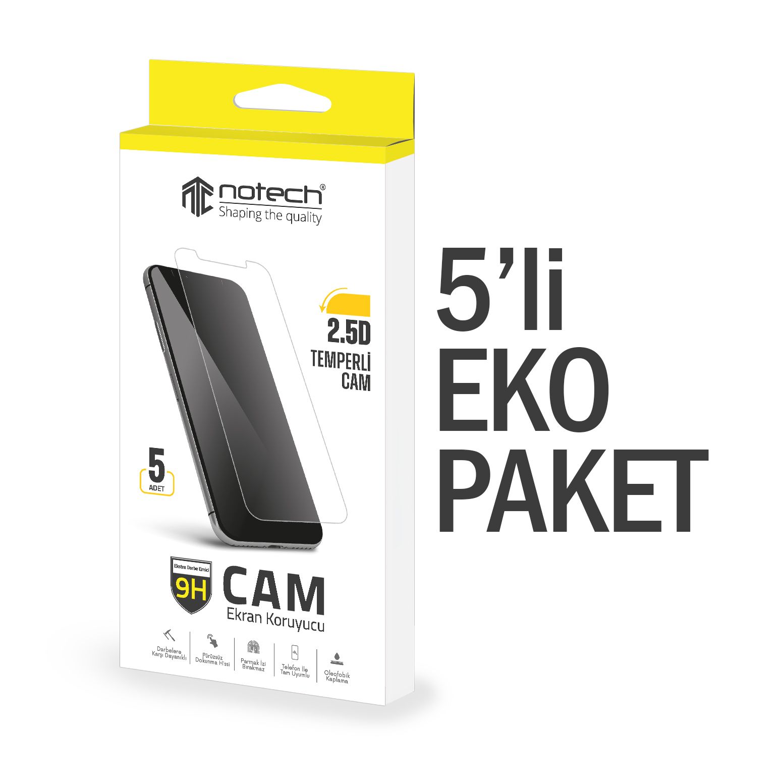 NoTech General Mobile GM 22 Temperli Cam Ekran Koruyucu 5li Eko Paket