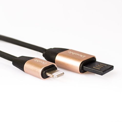 NoTech iPhone Lightning Şarj ve Data Kablosu Çift Yönlü USB 2.1A Siyah-Gold