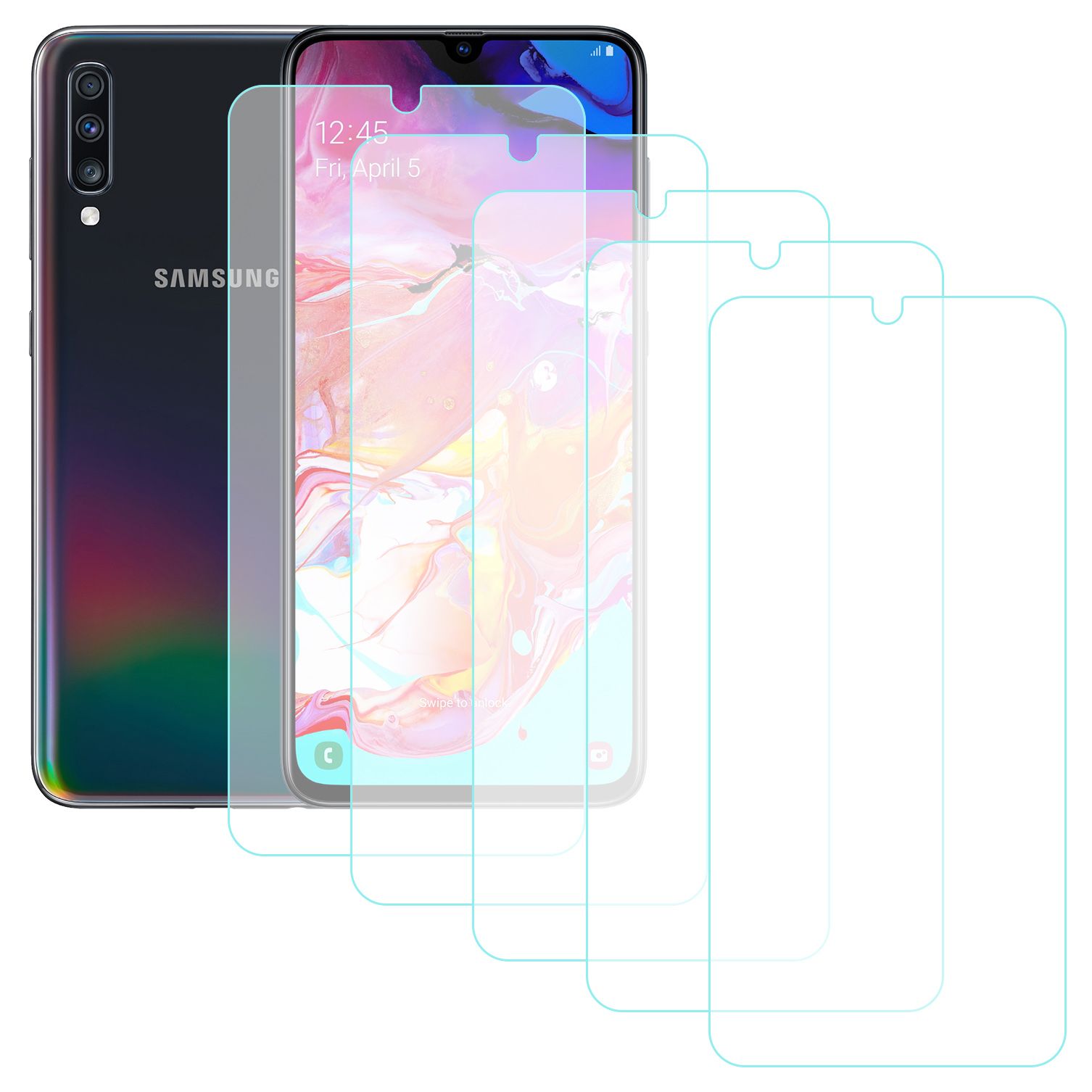 Notech Samsung Galaxy A70 Temperli Cam Ekran Koruyucu 5li Eko Paket