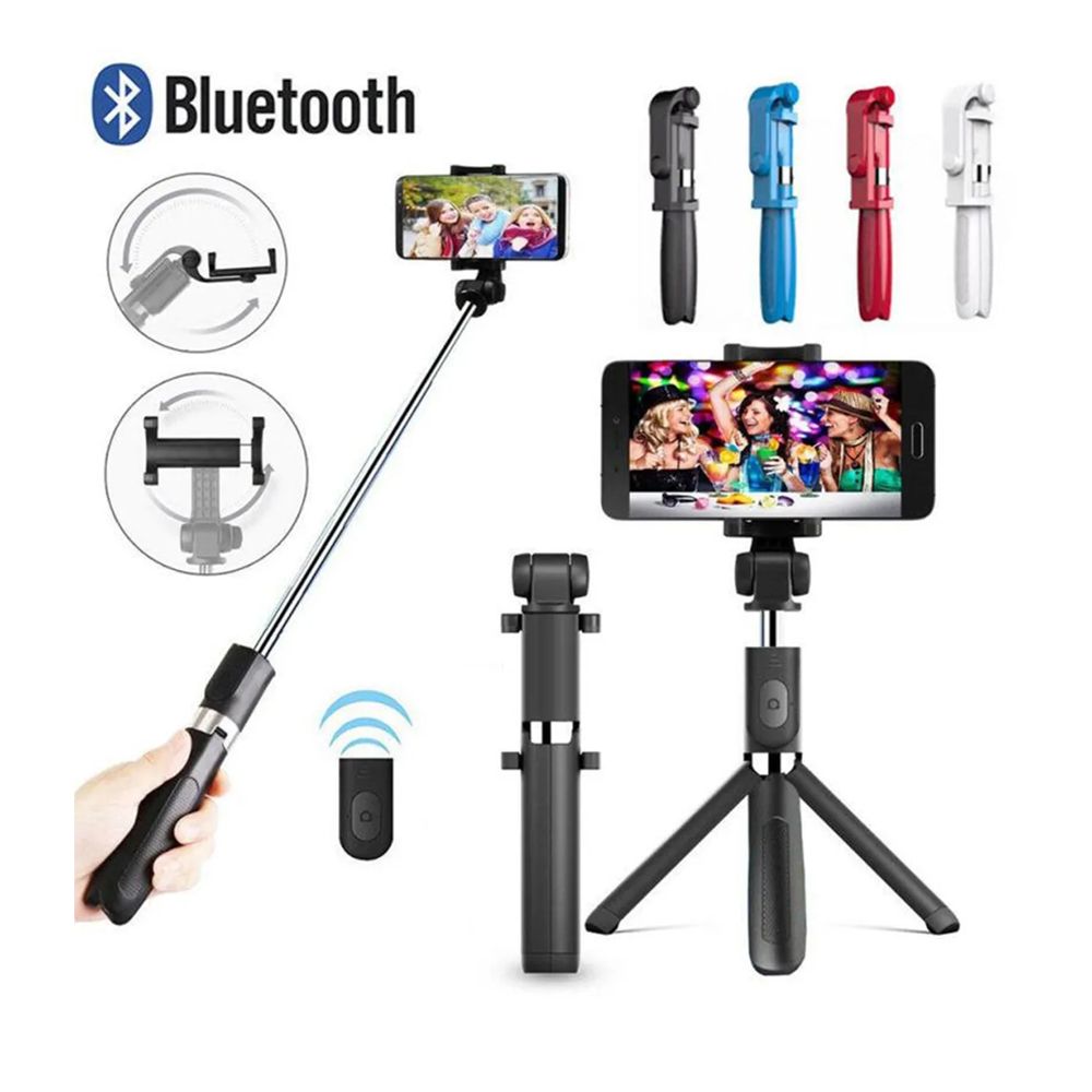 Notech SLF-L01 Selfie Stick 360 Derece Dönebilen Bluetooth ve Tripod Özellikli Kırmızı