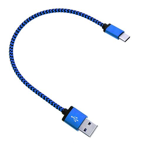 NoTech Type-C (USB-C) Kırılmaz USB Kablo 20cm Mavi