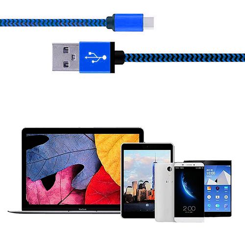 NoTech Type-C (USB-C) Kırılmaz USB Kablo 20cm Mavi