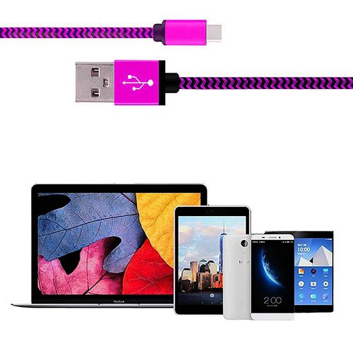 NoTech Type-C (USB-C) Kırılmaz USB Kablo 20cm Pembe