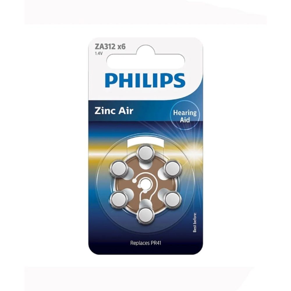 Philips ZA312 x6 PR41 İşitme Cihazı 1.4V Pil 6lı Paket 12 Numara