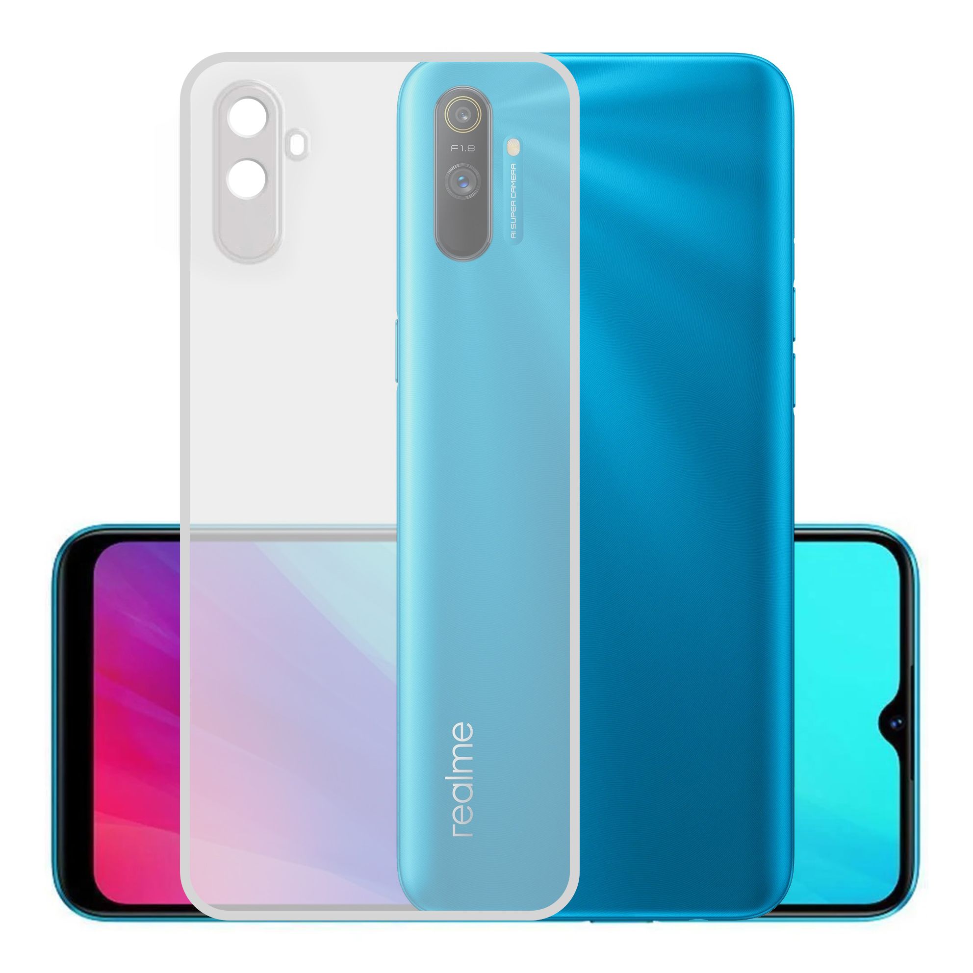 Realme C3i Kılıf FitCase Toz Koruma Tıpalı Şeffaf Arka Kapak