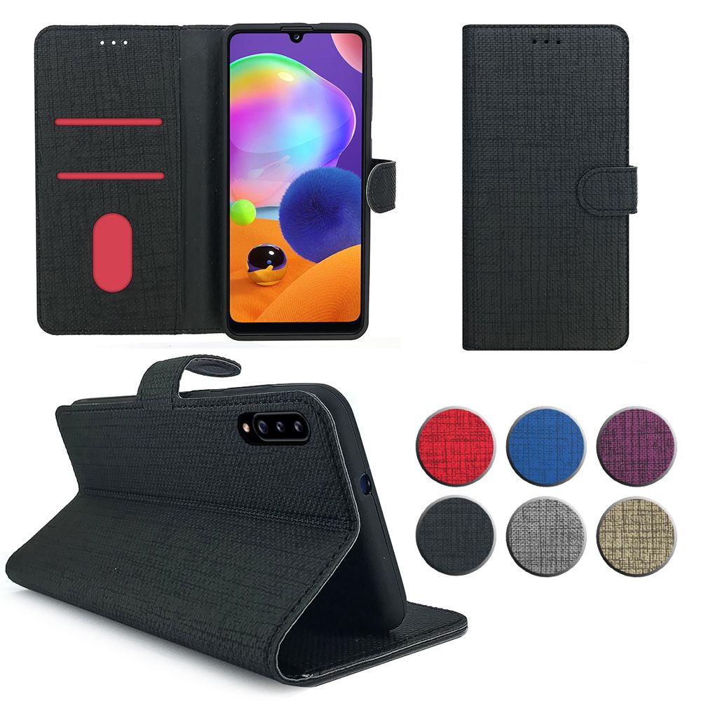 Samsung Galaxy A30S (A307) Kılıf FitCase Fabric Kapaklı Cüzdanlı