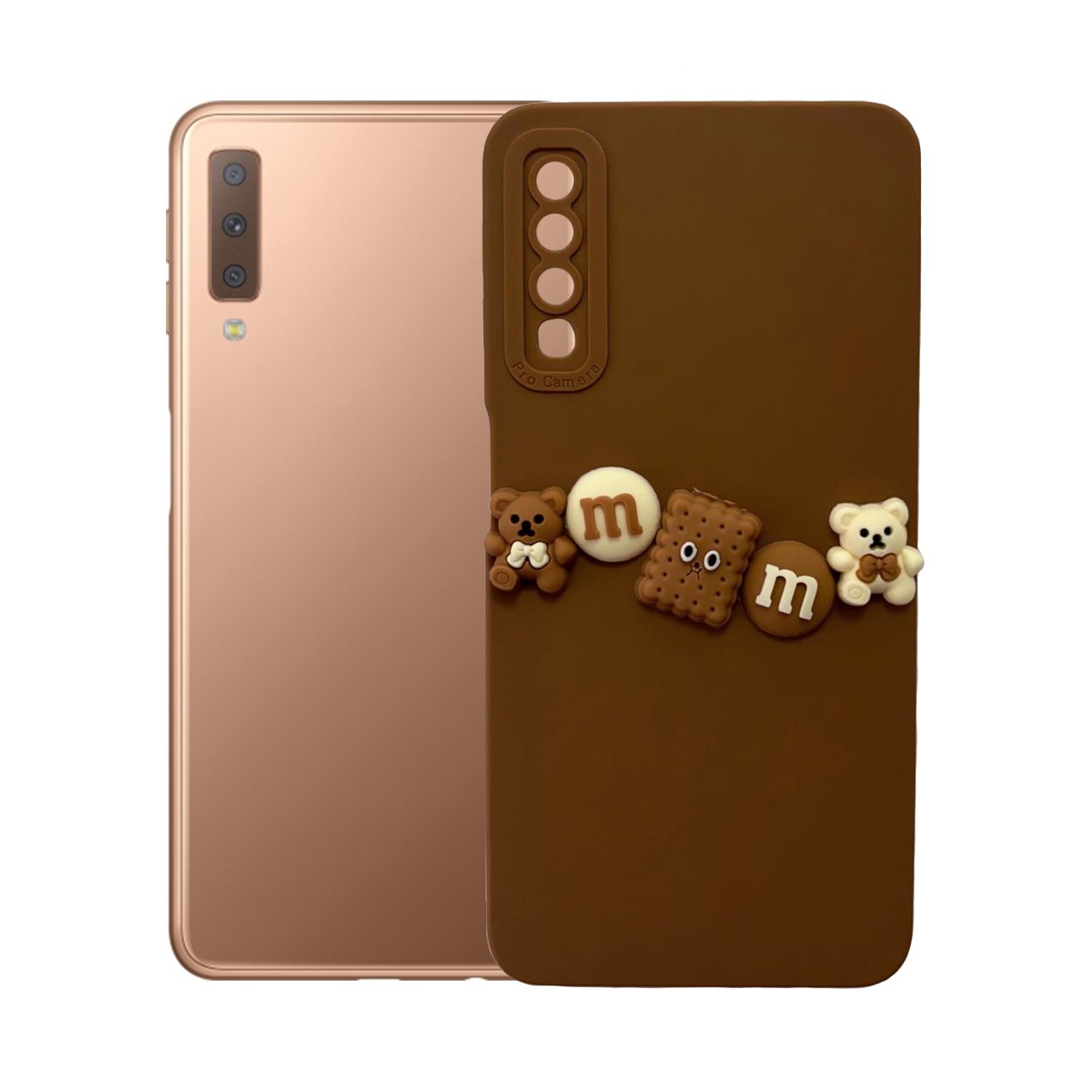 Samsung Galaxy A7 2018 Kılıf 3D M Bear Kamera Korumalı Silikon Kapak