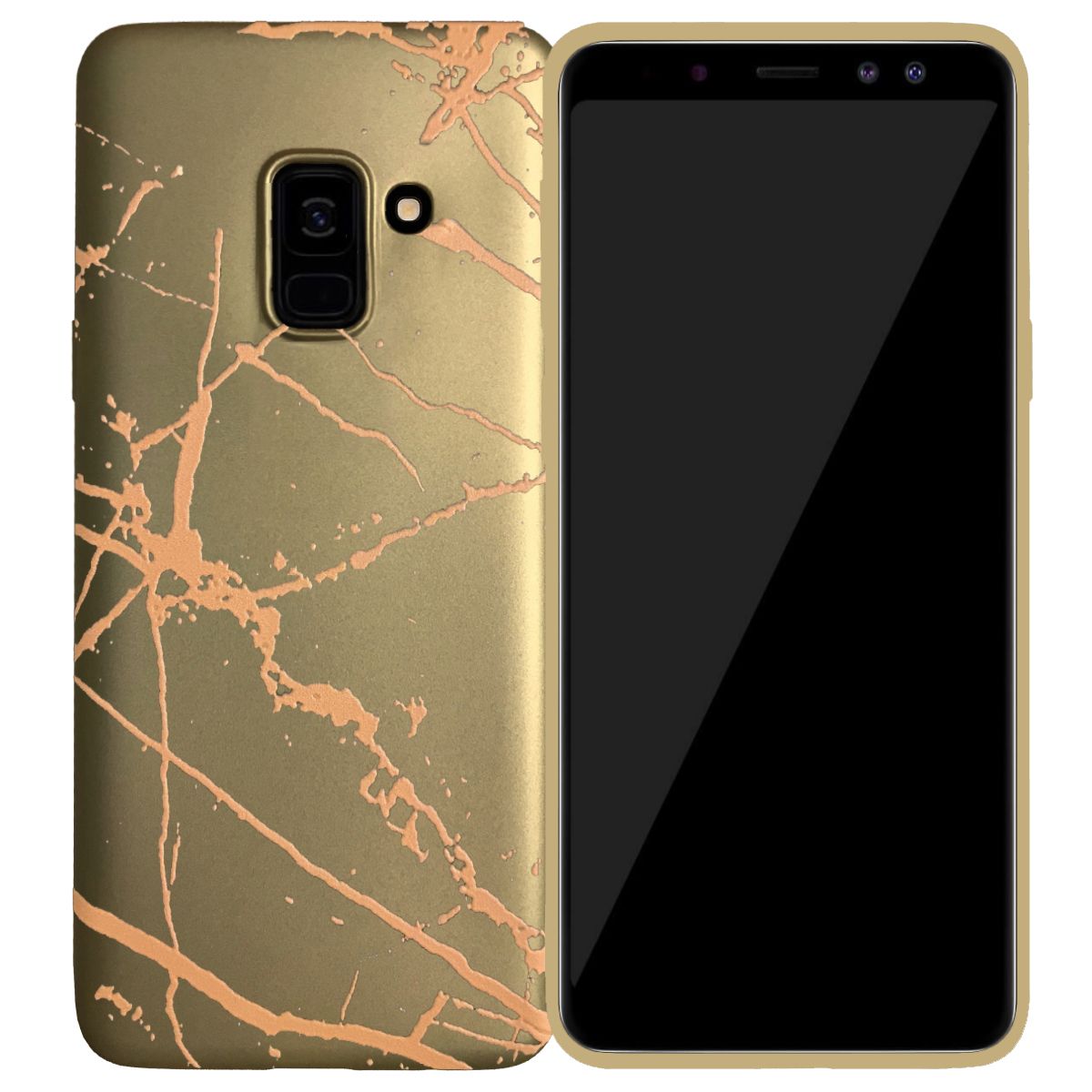 Samsung Galaxy A8 Plus (A730) Fırça Desen Silikon Arka Kapak Gold