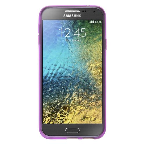 Samsung Galaxy E5 (E500) Kılıf Soft Silikon Şeffaf-Pembe Arka Kapak