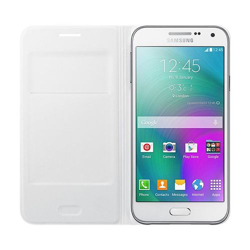 Samsung Galaxy E5 (E500) Orjinal Flip Wallet Cover Kapaklı Kılıf Beyaz