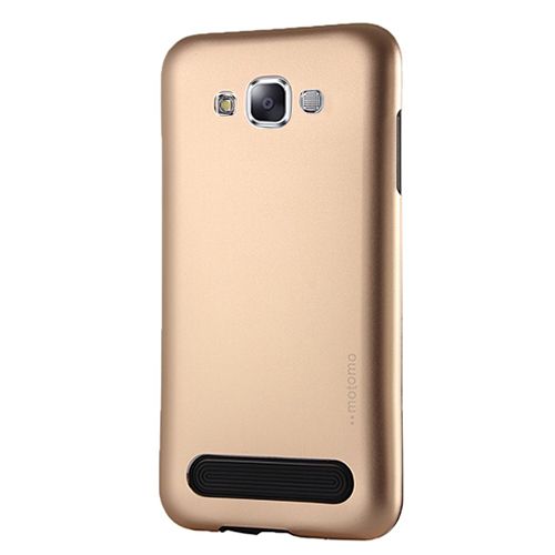 Samsung Galaxy E7 New Motomo Metal TPU Arka Kapak Gold