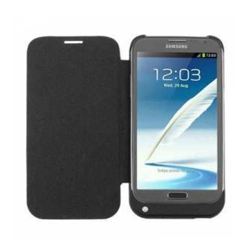 Samsung Galaxy Note 2 (N7100) Şarjlı Flip Cover Kılıf 3200 mAh Siyah