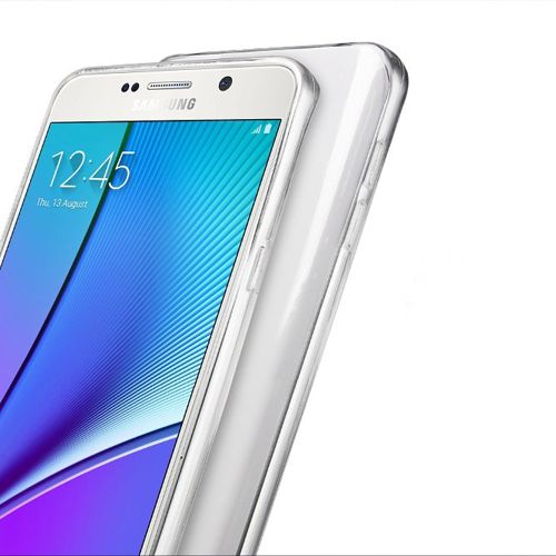 Samsung Galaxy Note 5 (N920) Kılıf Soft Silikon Şeffaf-Pembe Arka Kapak