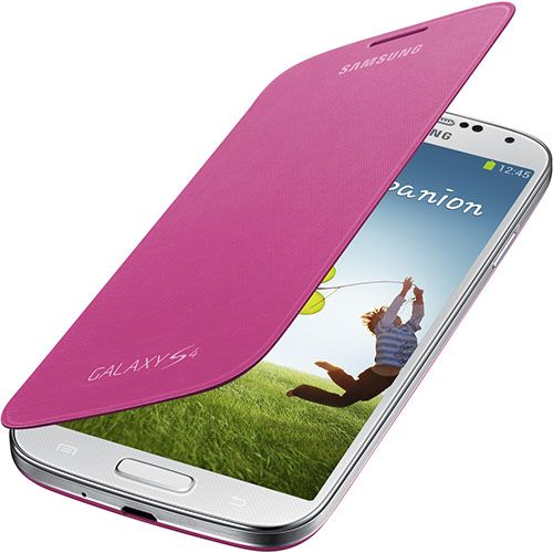 Samsung Galaxy S4 (I9500) Orjinal Flip Cover Kılıf Pembe