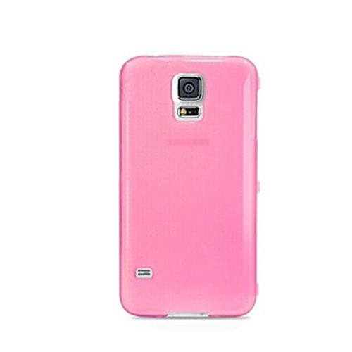 Samsung Galaxy S5 Mini (G800) Kılıf Soft Silikon Şeffaf-Pembe Arka Kapak