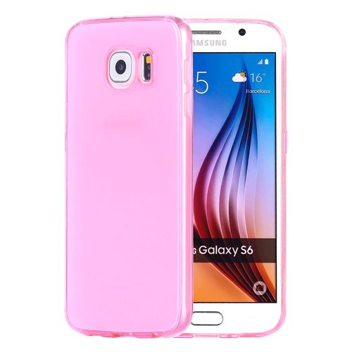 Samsung Galaxy S6 (G920) Kılıf Soft Silikon Şeffaf-Pembe Arka Kapak