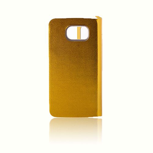 Samsung Galaxy S6 Yan Kapaklı TPU Flip Wallet Kılıf Gold