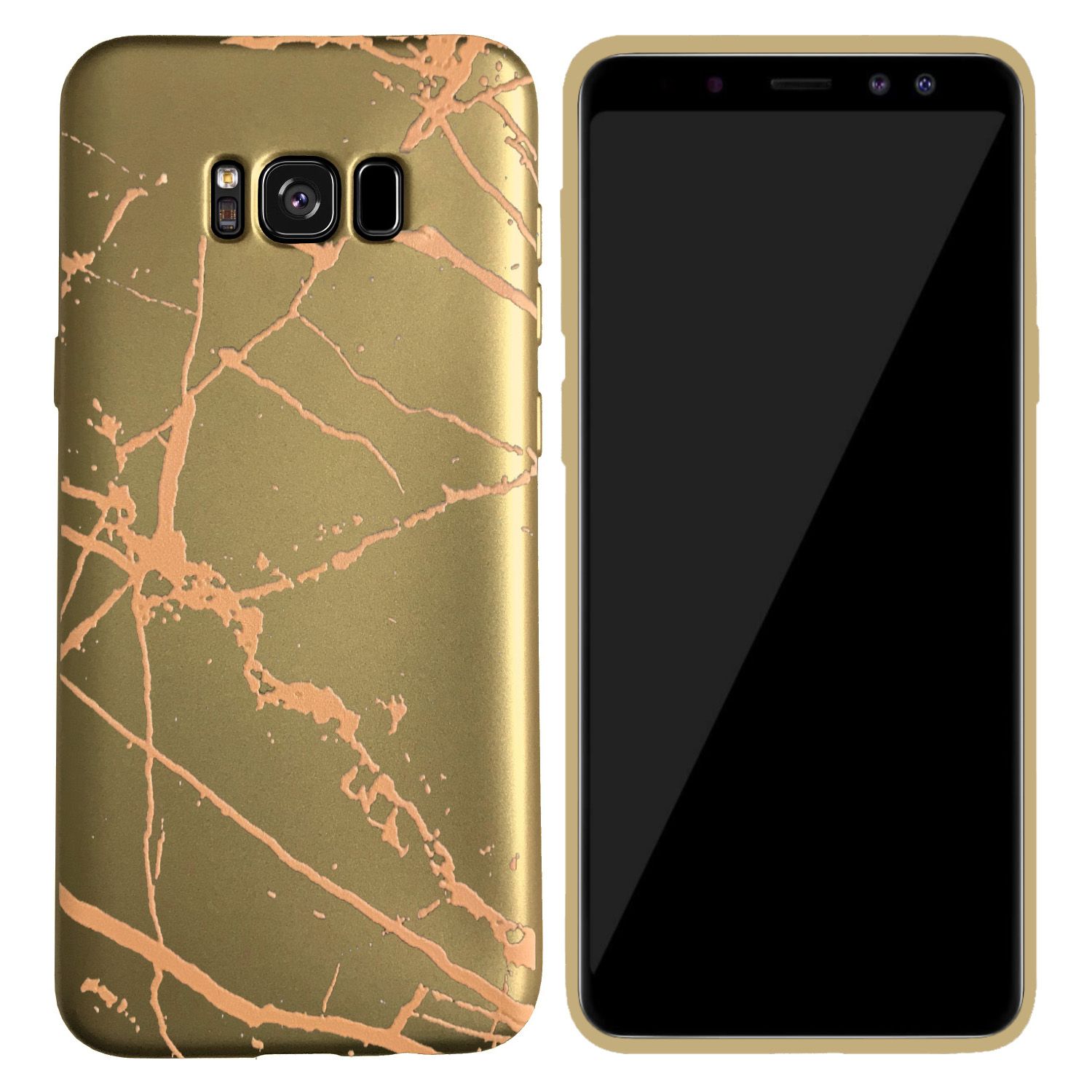 Samsung Galaxy S8 Plus (G955) Fırça Desen Silikon Arka Kapak Gold