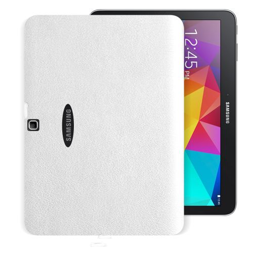 Samsung Galaxy Tab 4 T530 10.1' Kılıf Deri Dokulu Silikon Arka Kapak Beyaz