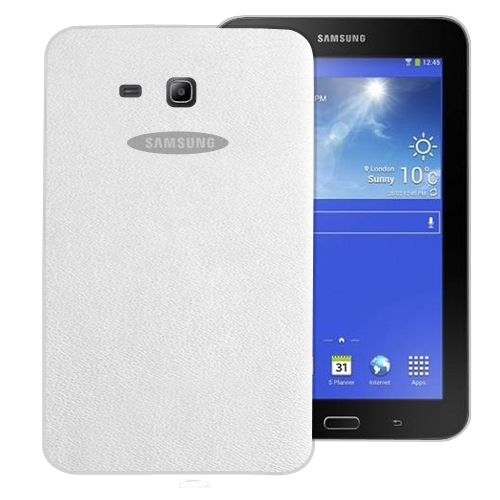 Samsung Galaxy Tab E T560 9.6' Kılıf Deri Dokulu Silikon Arka Kapak Beyaz