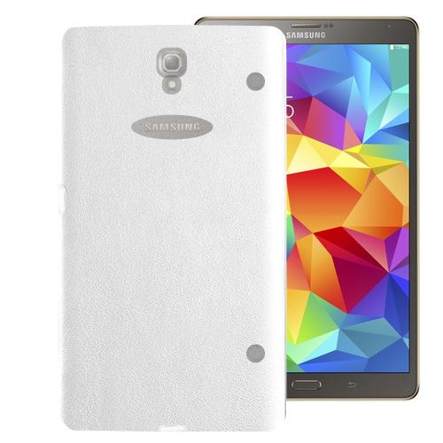 Samsung Galaxy Tab S T700 8.4' Kılıf Deri Dokulu Silikon Arka Kapak Beyaz