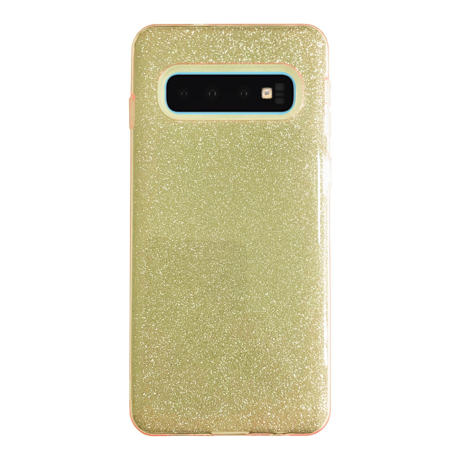 Samsung S10 (G973) 3in1 Simli Silikon Arka Kapak Gold