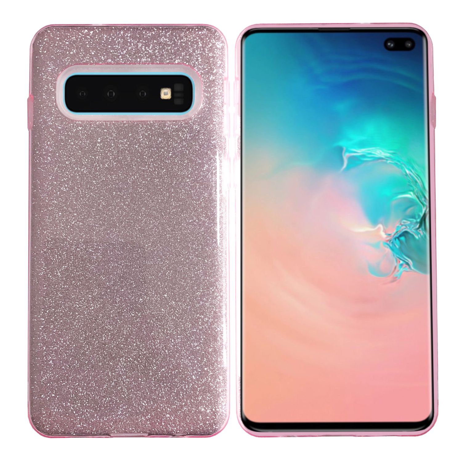 Samsung S10 (G973) 3in1 Simli Silikon Arka Kapak Pembe